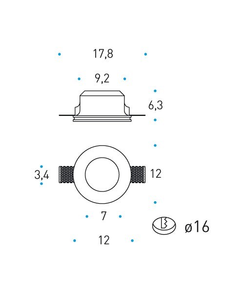 PAN Ettore INC10020 Faretto da Incasso in Gesso per Controsoffitto