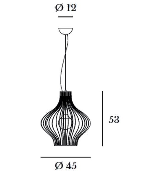 GIBAS Titti 170/22 Lampadario Moderno Nero Opaco