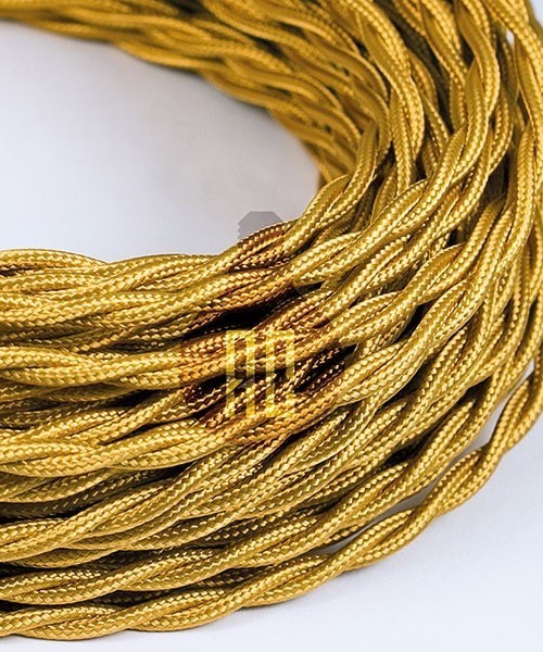 AMARCORDS AX170 Cavo Elettrico Tessuto Trecciato Cotone Oro 3 x 0,75