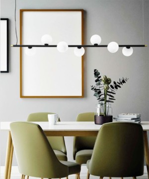 SFORZIN Pomì 1744.98 Lampadario Moderno 7 Luci in Linea Nero