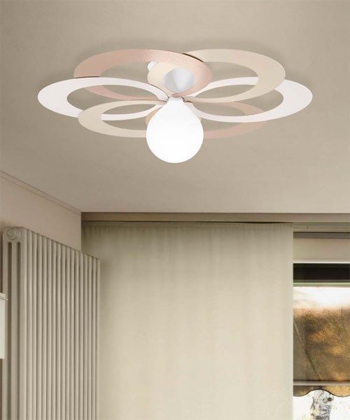 GIBAS Olimpya 172/1F C89 Lampada Moderna da Soffitto D.40cm Latte e Miele - L...